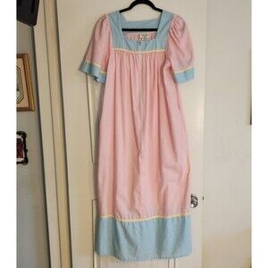 Vintage Amanda Stewart Long Robe Housedress 1/2 Zip Sz S Seersucker Multicolor